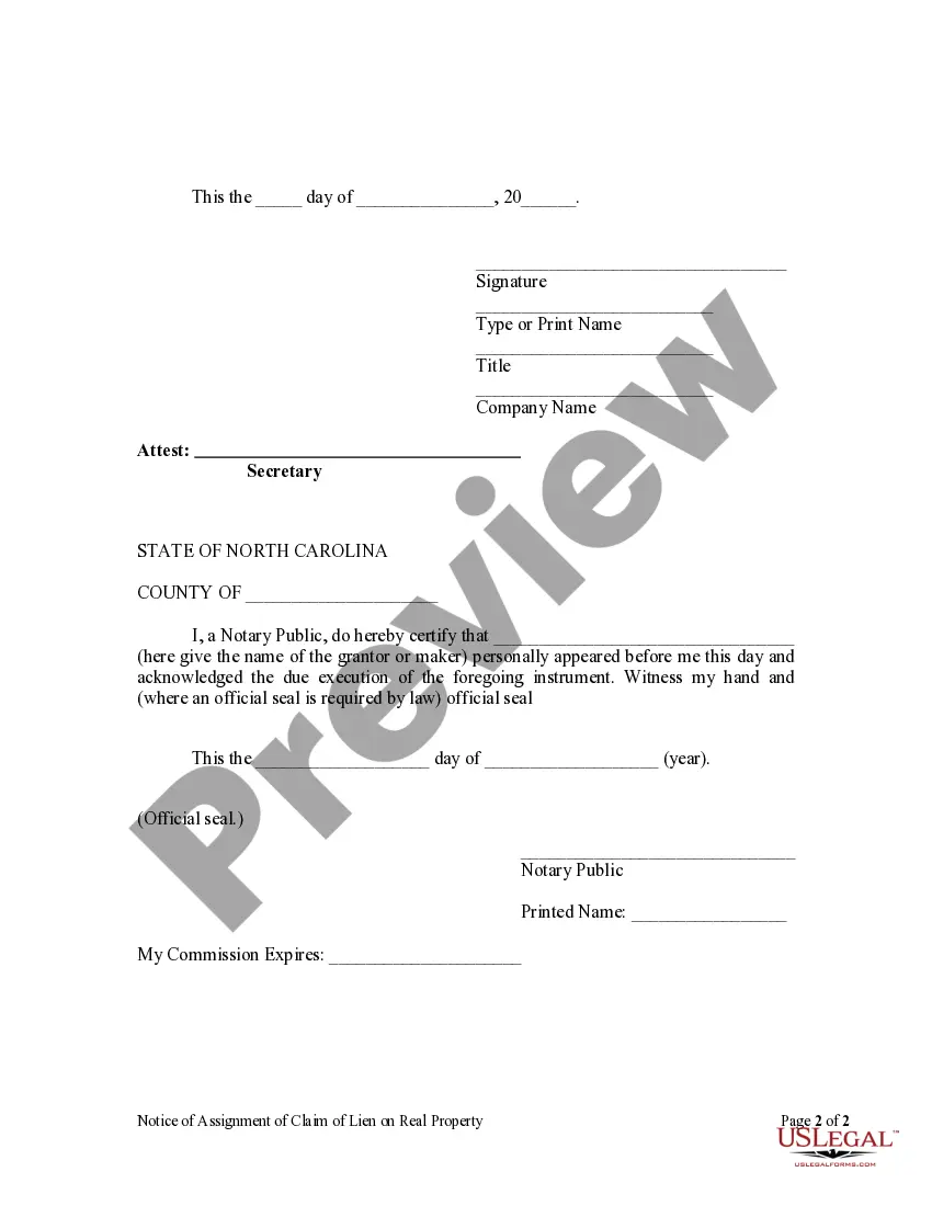 Preview Notice of Assignment - Corporation