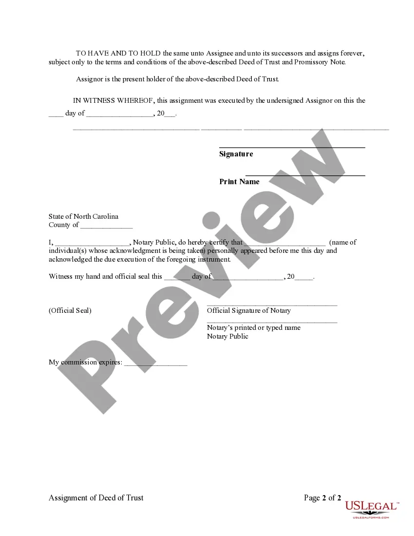 Preview Assignment of Deed of Trust by Individual Mortgage Holder