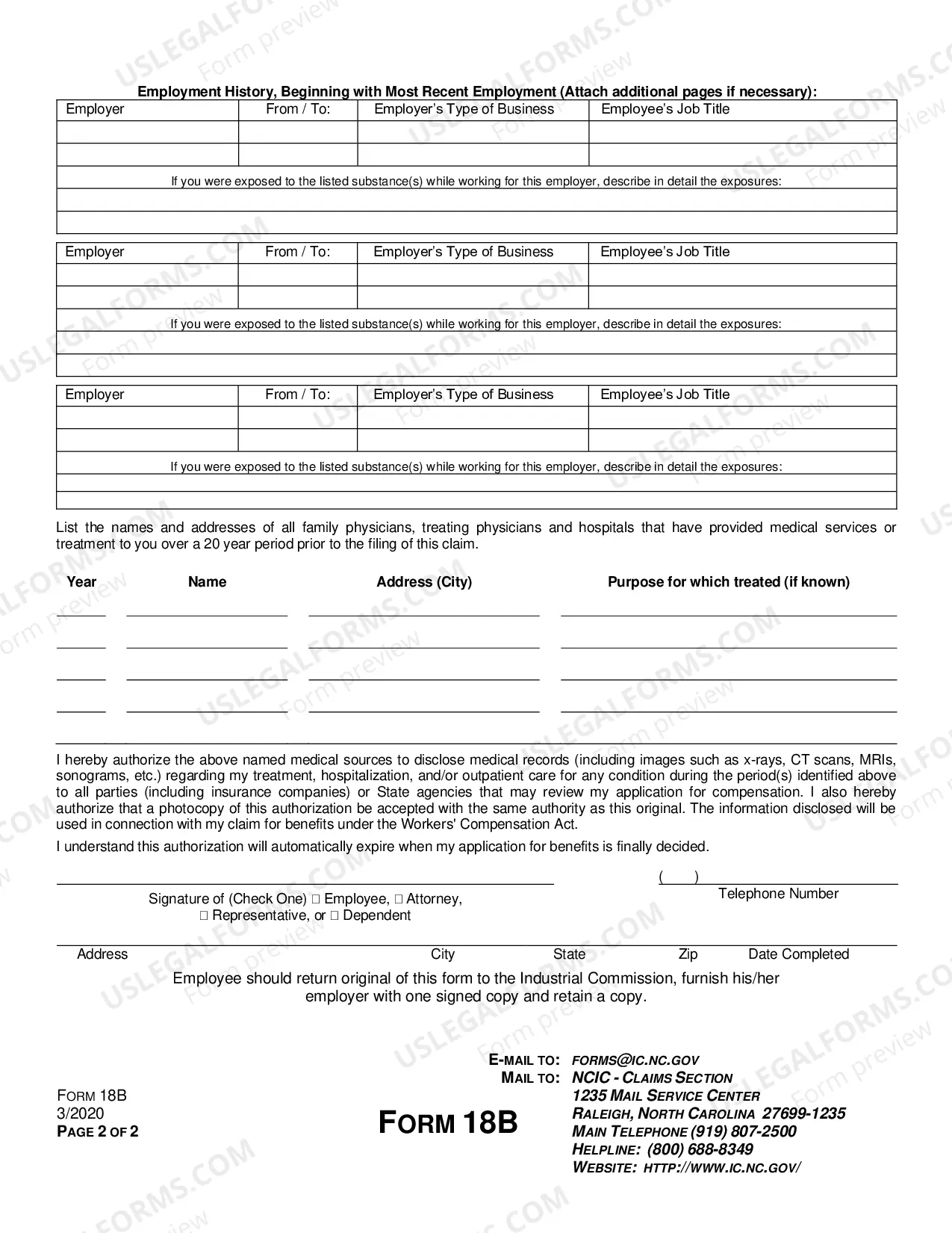 Preview Claim by Employee or Personal Representative for Workers' Compensation