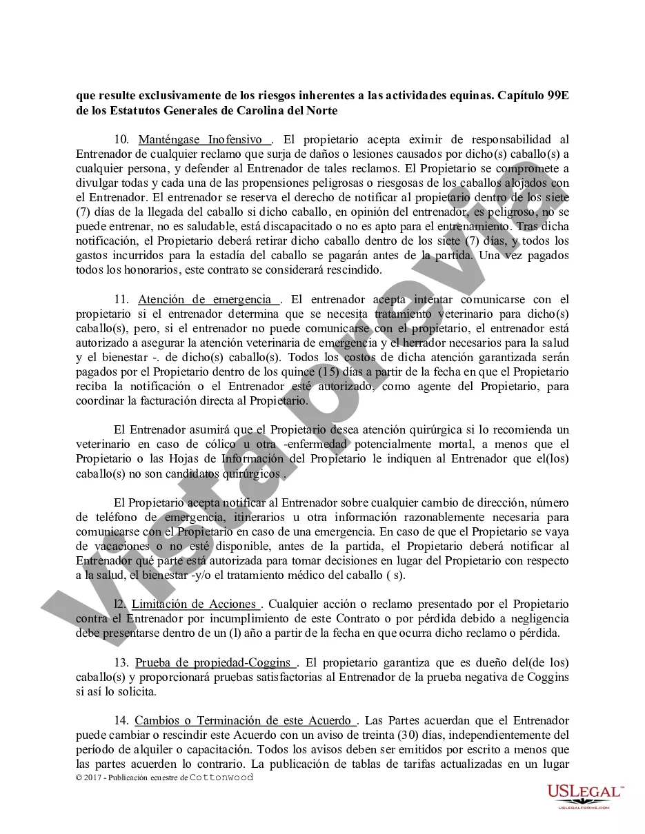 Preview Contrato de Entrenamiento - Caballo Equino Formas