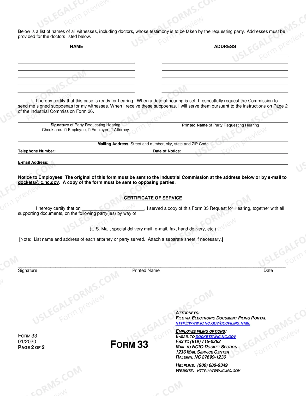 Preview Request that Claim be Assigned for Hearing for Workers' Compensation