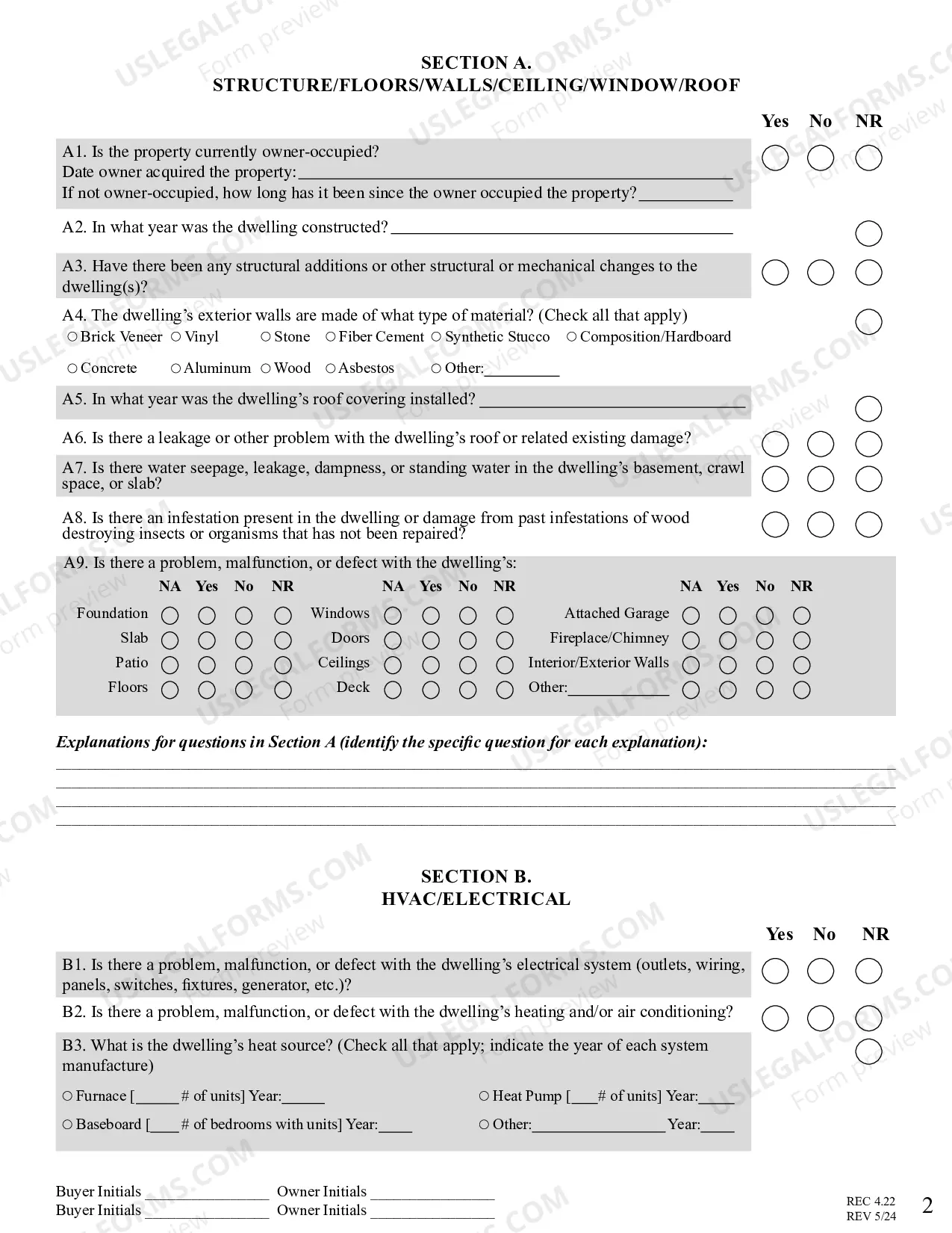 Preview Residential Real Estate Sales Disclosure Statement