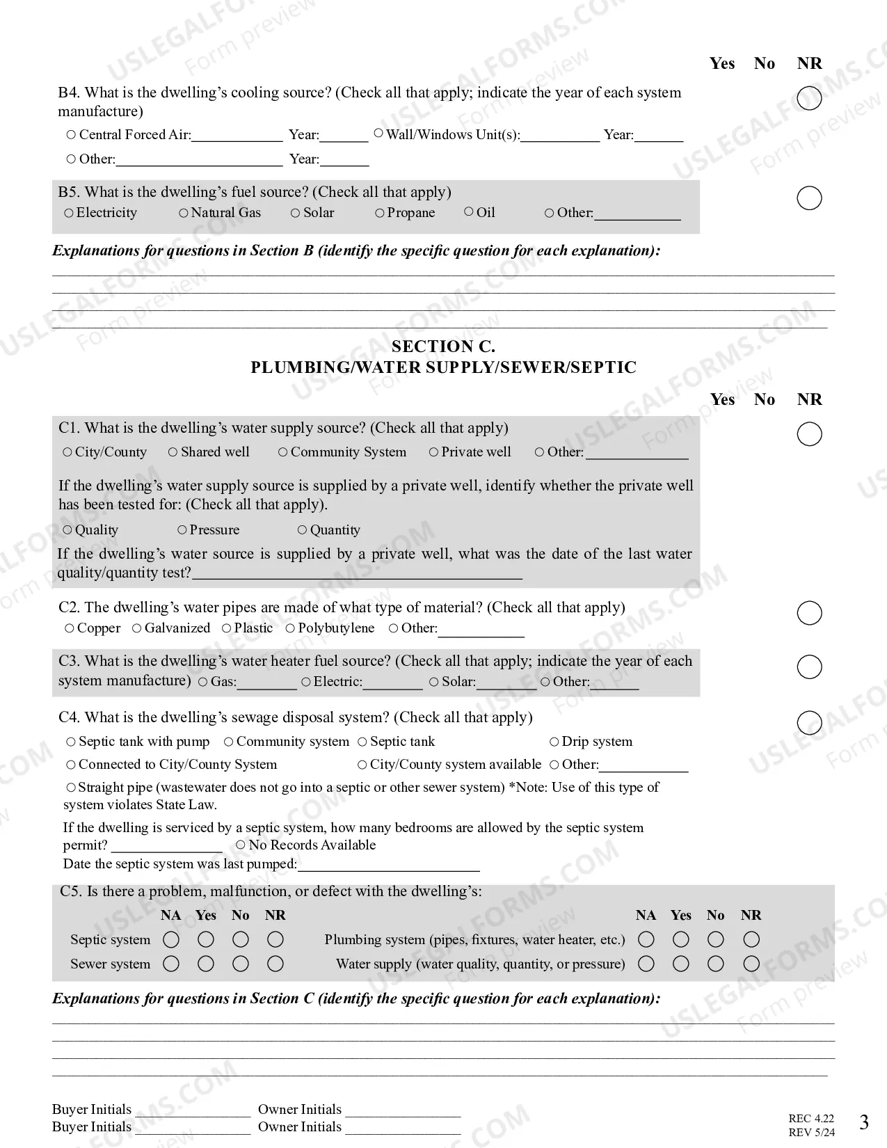 Preview Residential Real Estate Sales Disclosure Statement