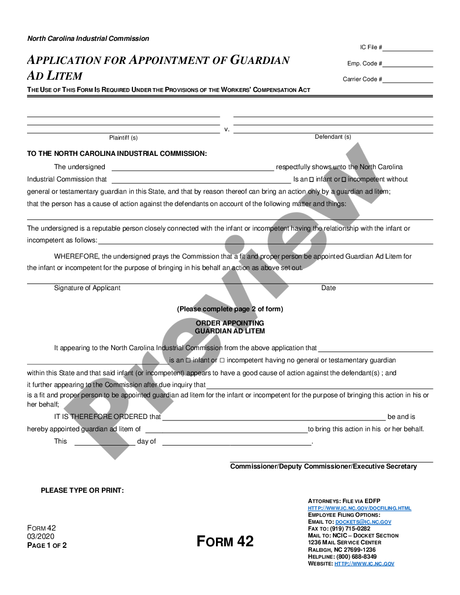 form Application for Appointment of Guardian Ad Litem for Workers' Compensation preview