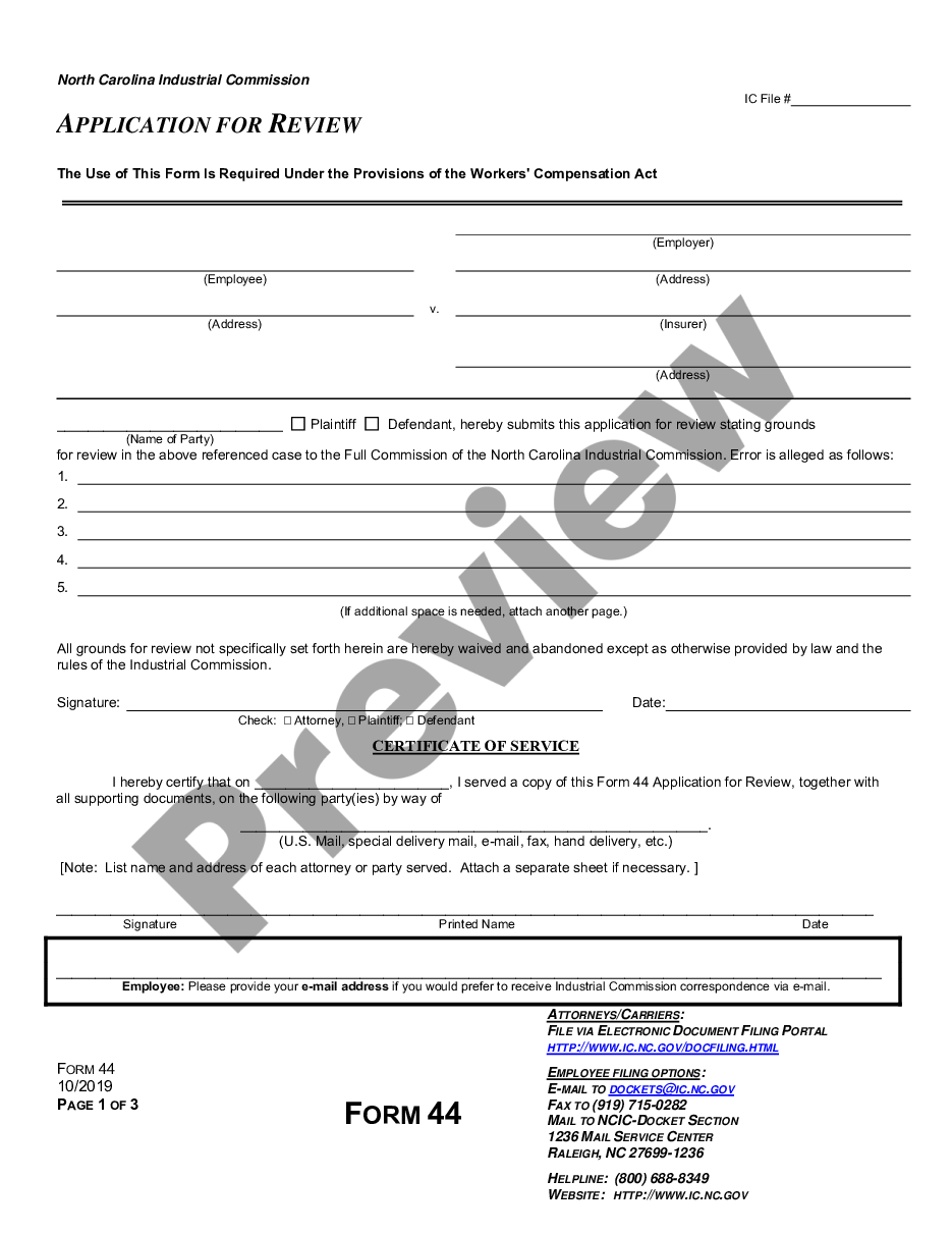 form Application for Review for Workers' Compensation preview
