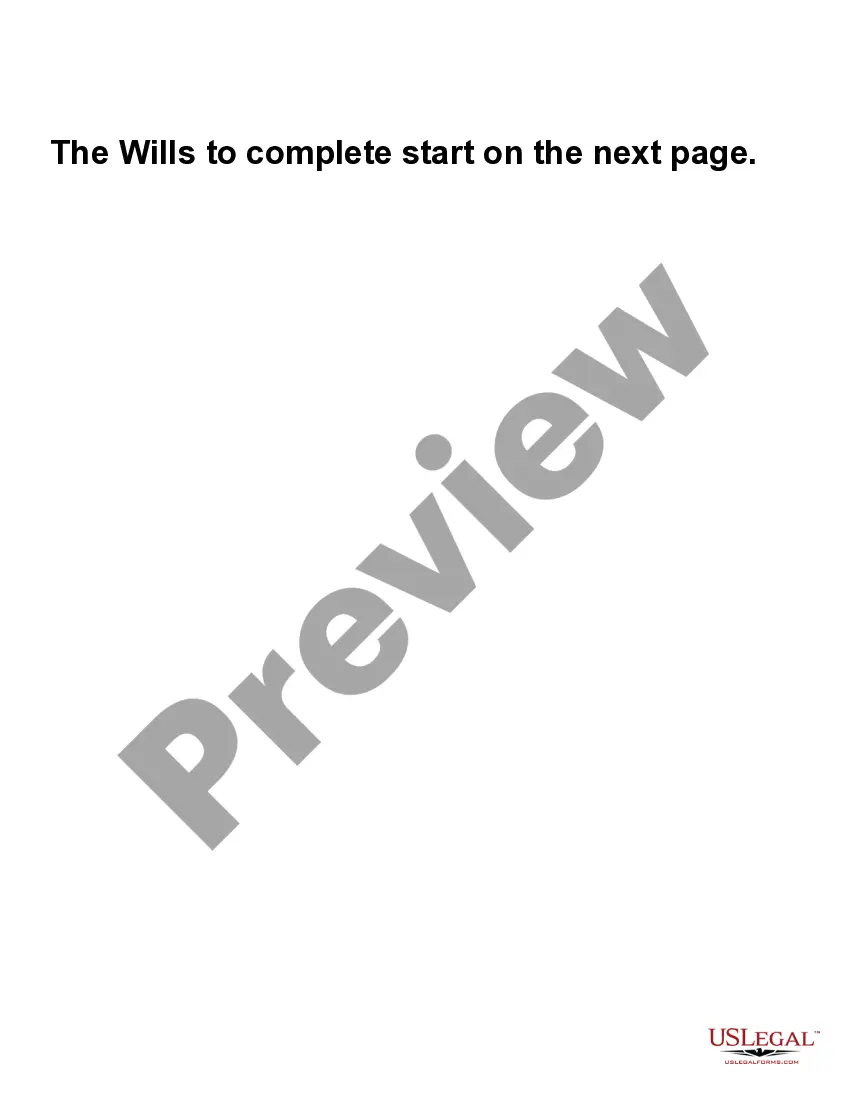 Preview Mutual Wills containing Last Will and Testaments for Man and Woman living together not Married with No Children