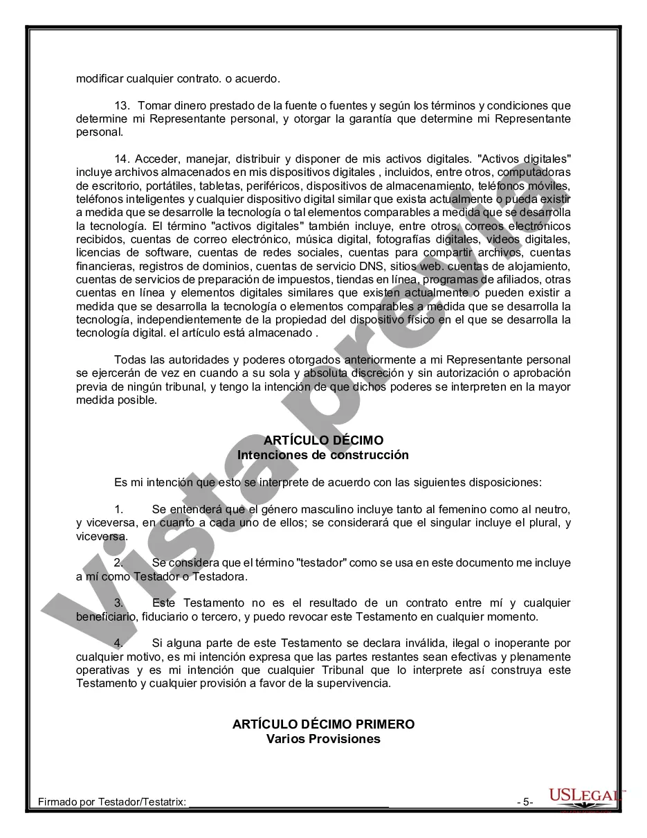 Preview Paquete de Testamentos Mutuos de Últimas Voluntades y Testamentos para Personas Solteras que conviven con Hijos Adultos