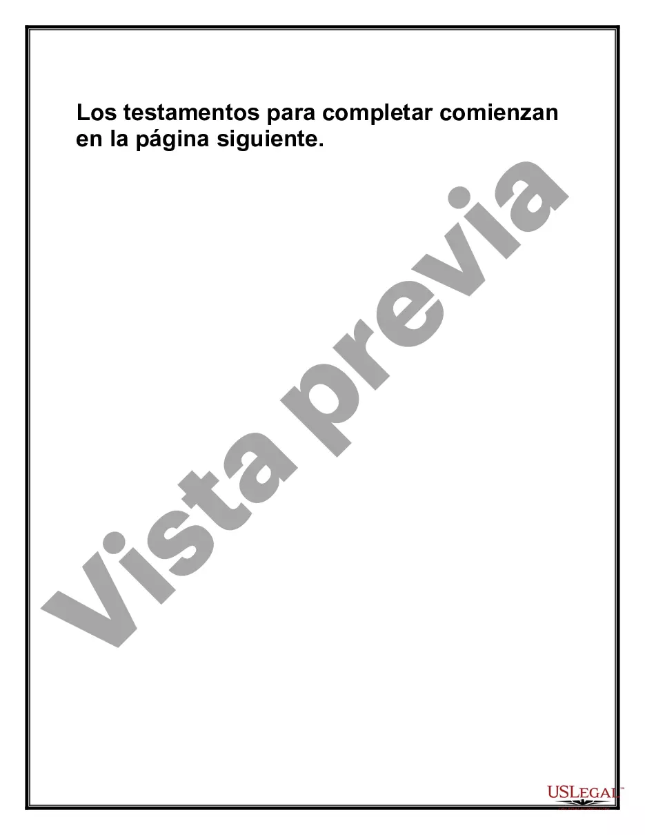 Preview Paquete de Testamentos Mutuos de Últimas Voluntades y Testamentos para Personas Solteras que conviven con Hijos Adultos