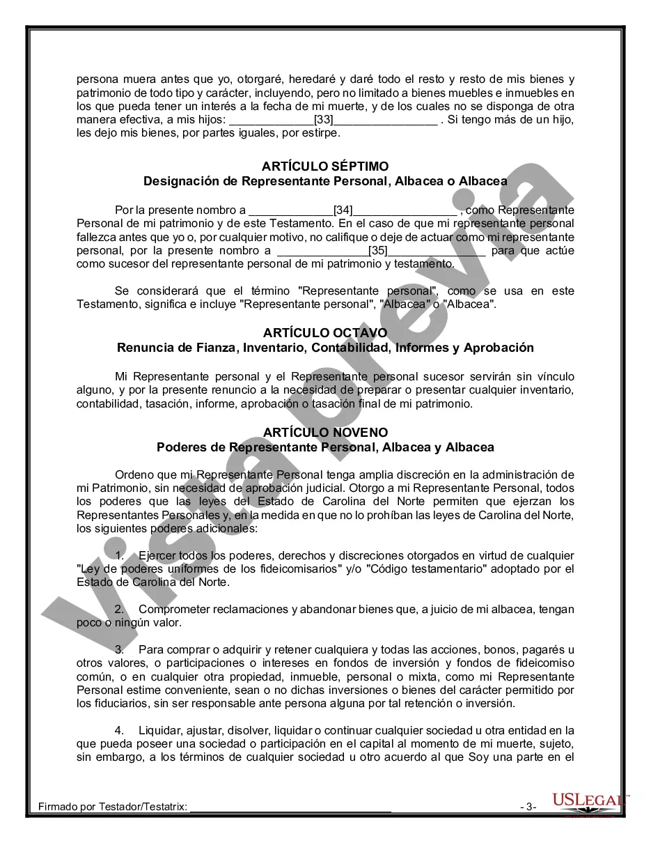 Preview Paquete de Testamentos Mutuos de Últimas Voluntades y Testamentos para Personas Solteras que conviven con Hijos Adultos