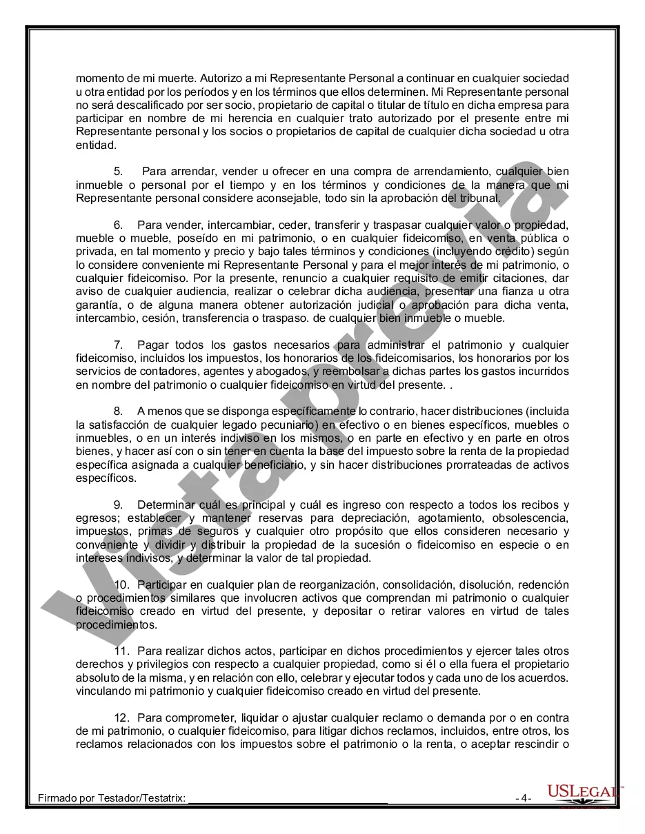 Preview Paquete de Testamentos Mutuos de Últimas Voluntades y Testamentos para Personas Solteras que conviven con Hijos Adultos