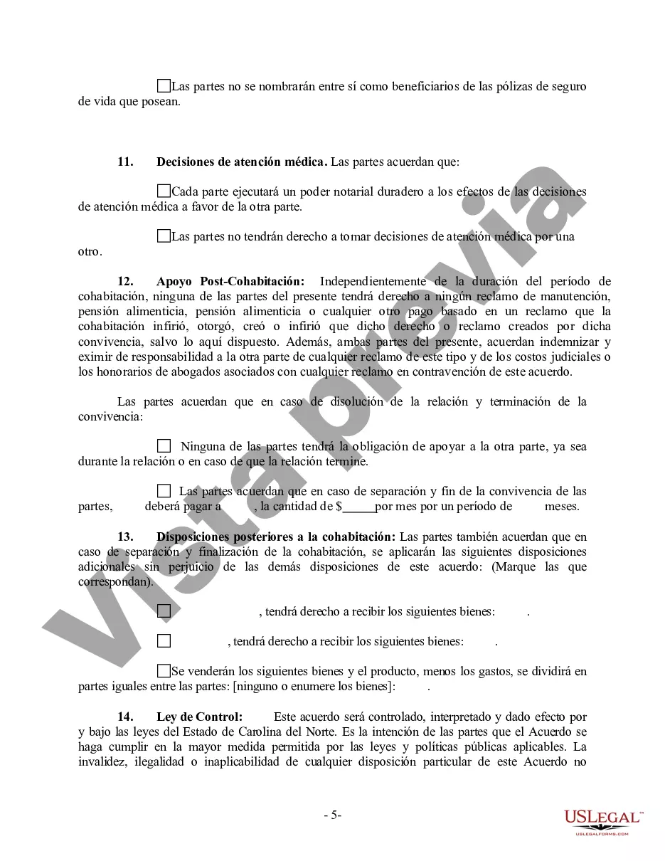 Preview Acuerdo de convivencia no marital de convivencia