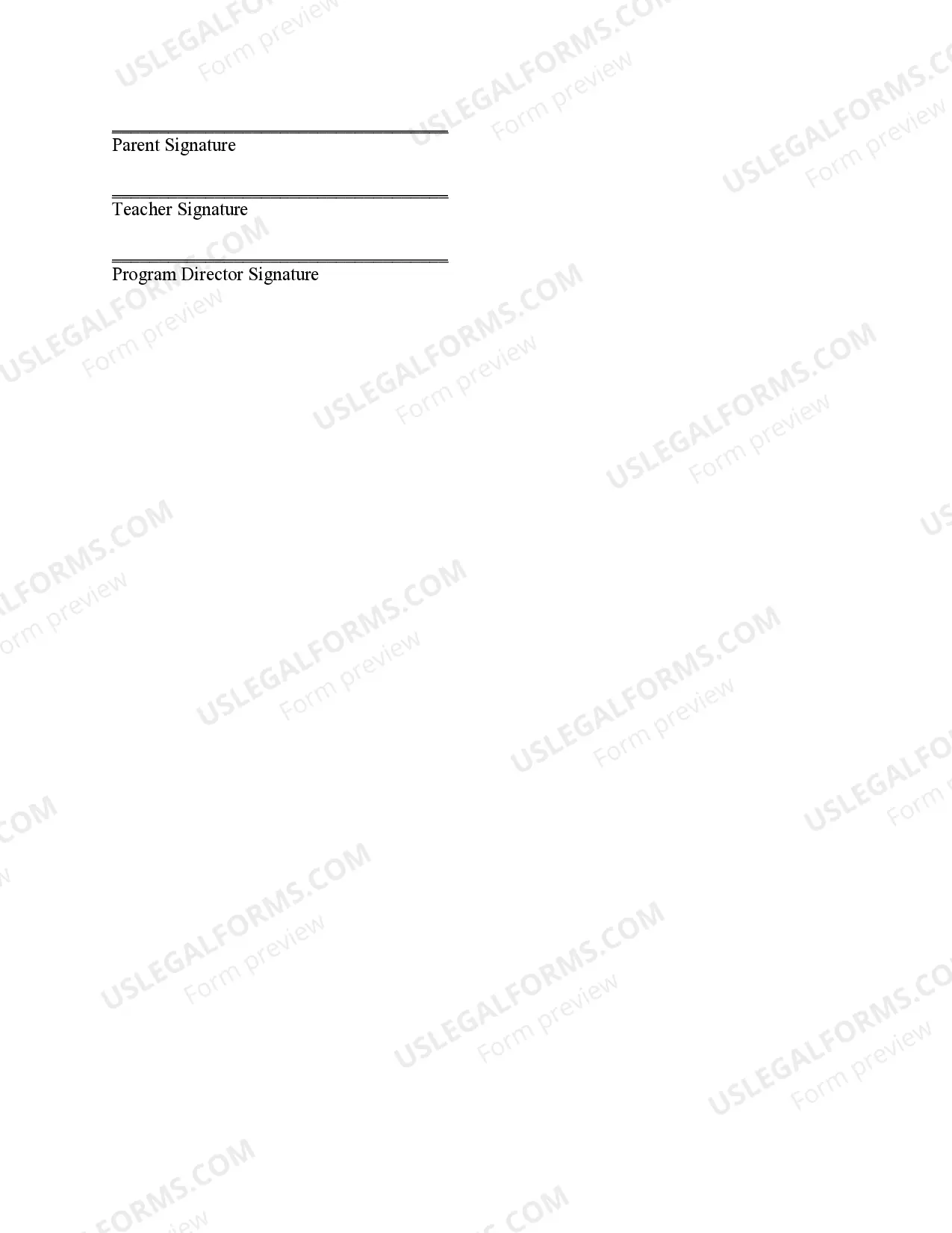 Preview North Carolina - Parent, Teacher, and Director Agreement