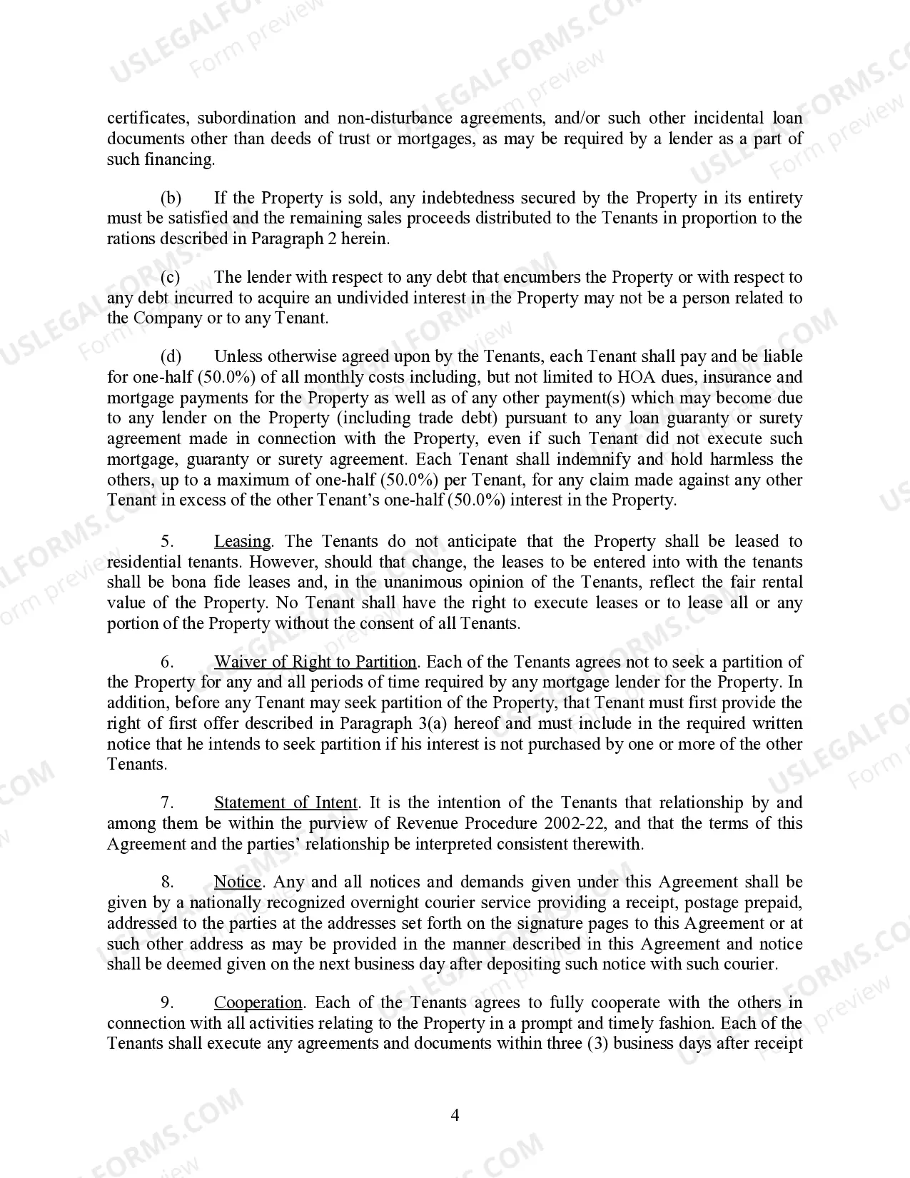 Preview Joint Tenancy Agreement