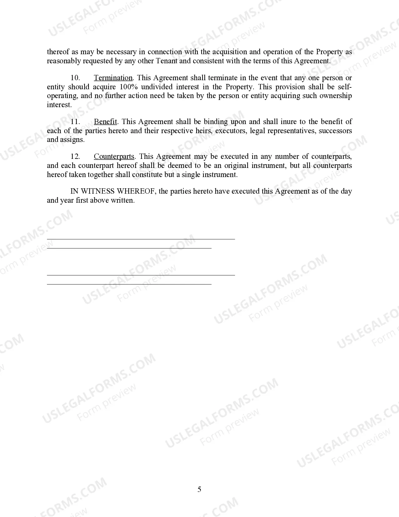 Preview Joint Tenancy Agreement