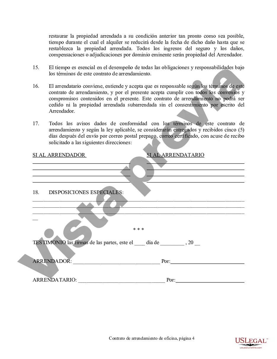 Preview Contrato de arrendamiento de oficina