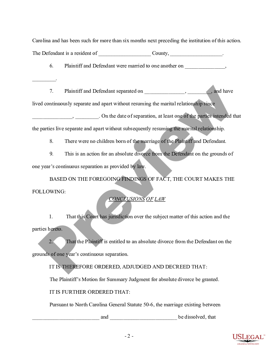 page 1 Divorce by Summary Judgment - No Children preview