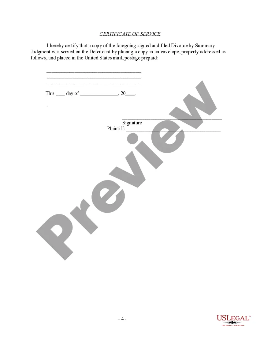 Get Divorce by Summary Judgment - No Children Preview Divorce by Summary Judgment - No Children