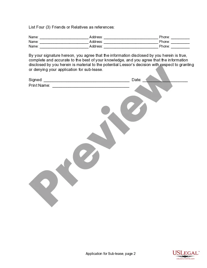 Get Application for Sublease Preview Application for Sublease