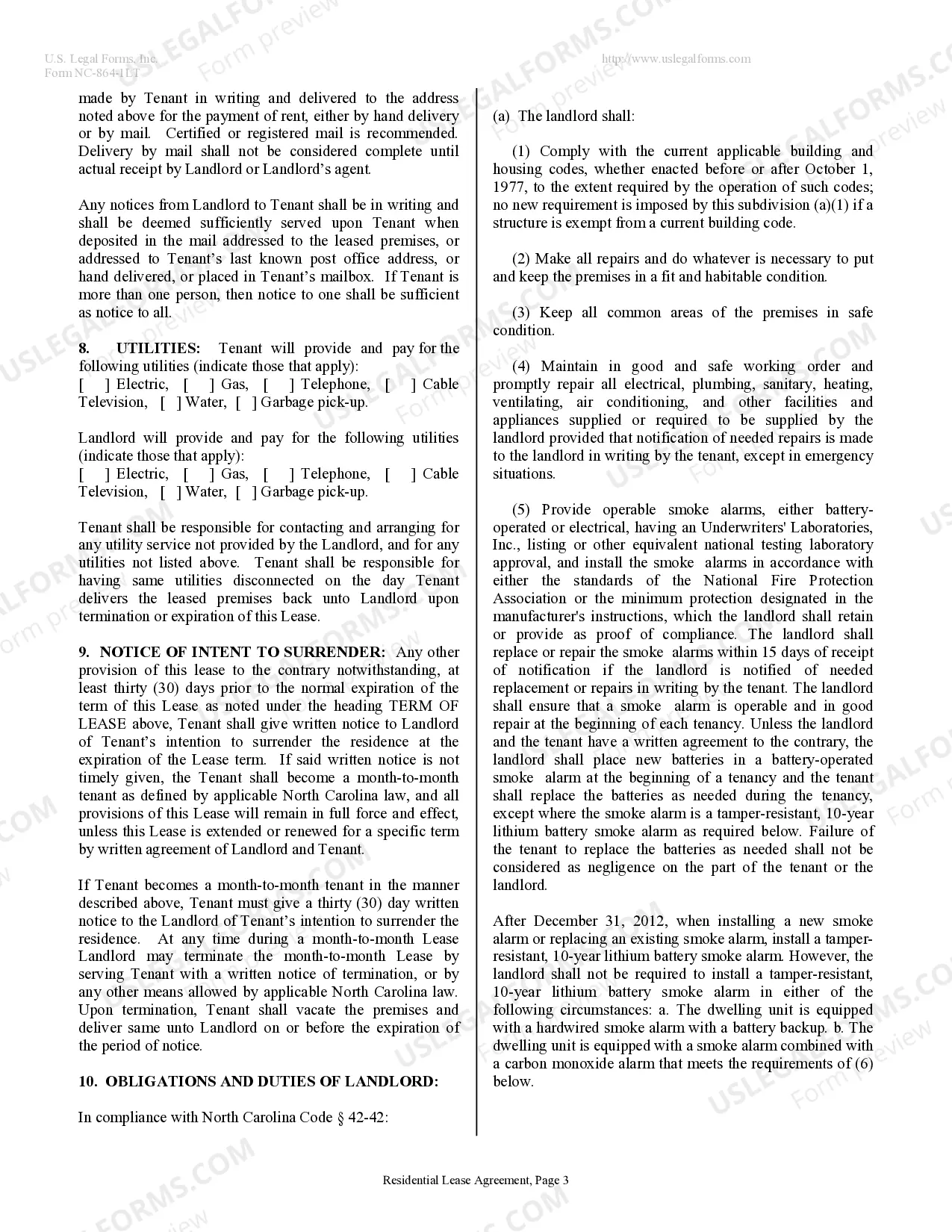 Preview Residential Lease or Rental Agreement for Month to Month