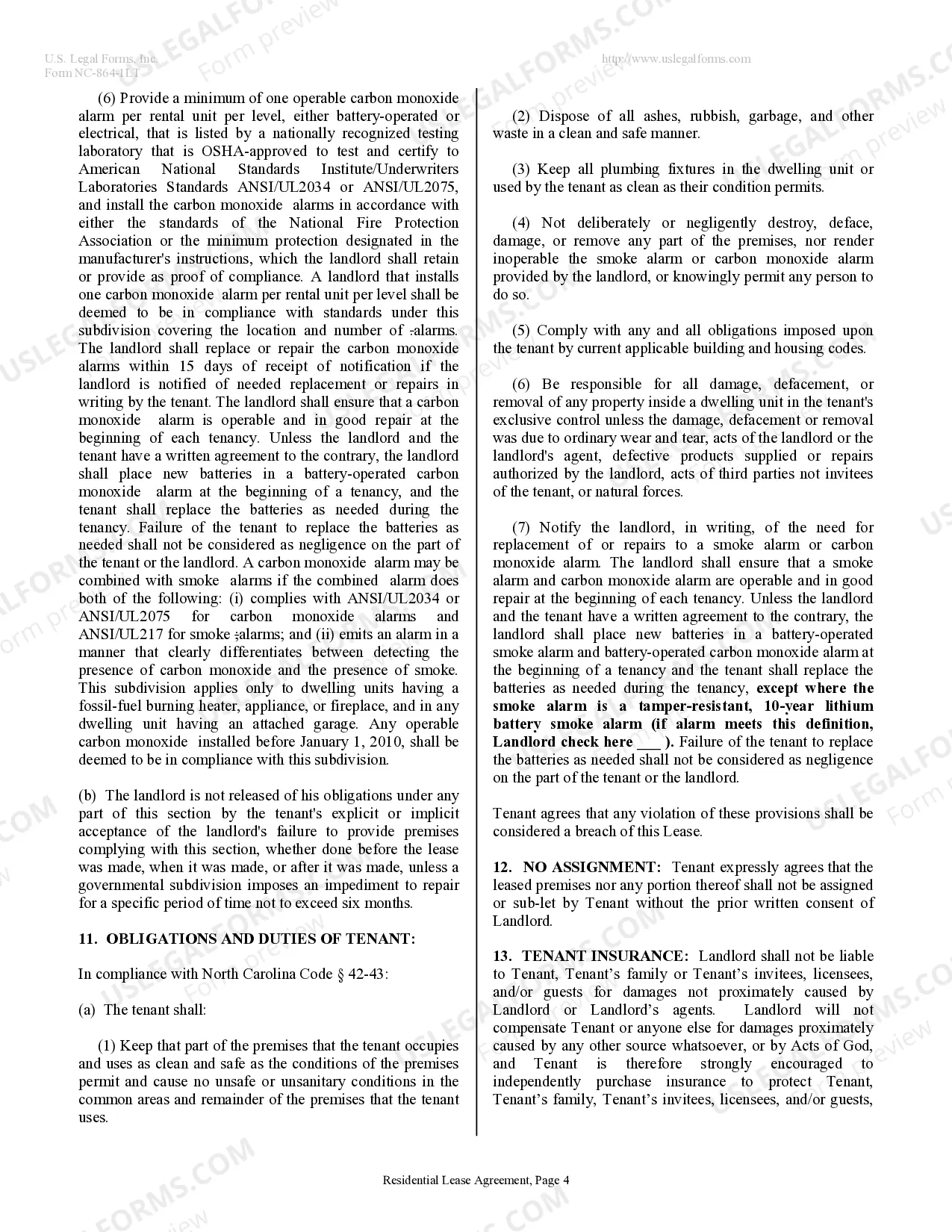 Preview Residential Lease or Rental Agreement for Month to Month