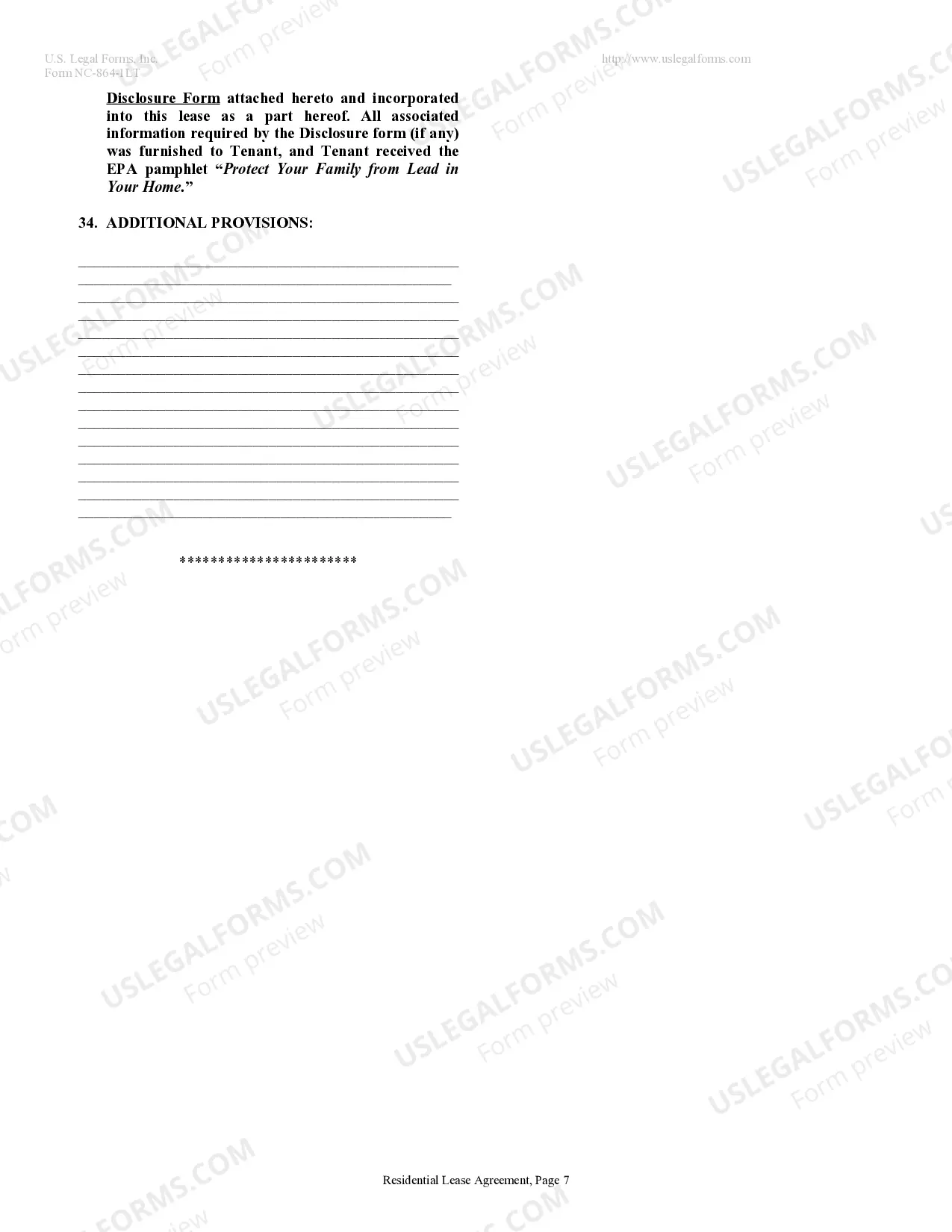 Preview Residential Lease or Rental Agreement for Month to Month