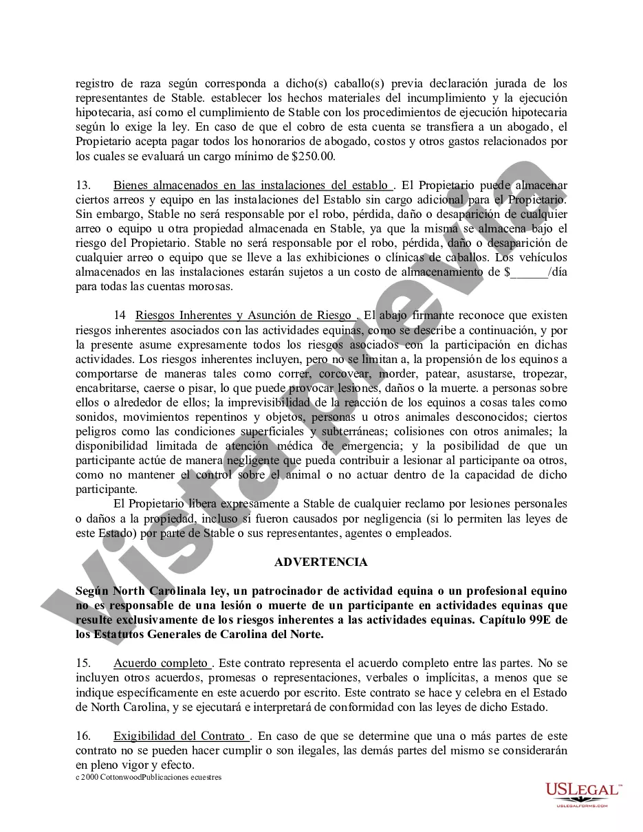 Preview Paquete de formularios equinos de caballos de Carolina del Norte