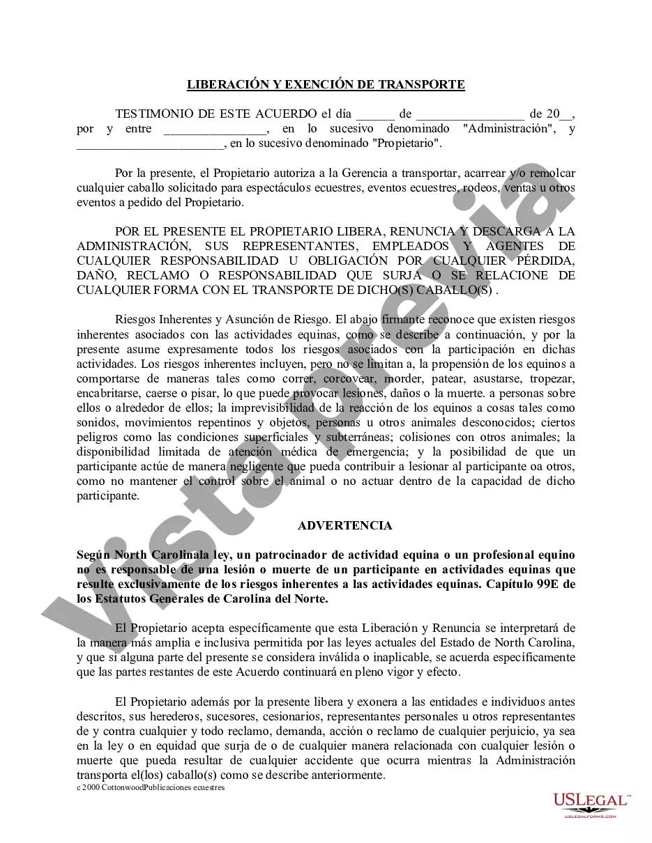 Preview Paquete de formularios equinos de caballos de Carolina del Norte