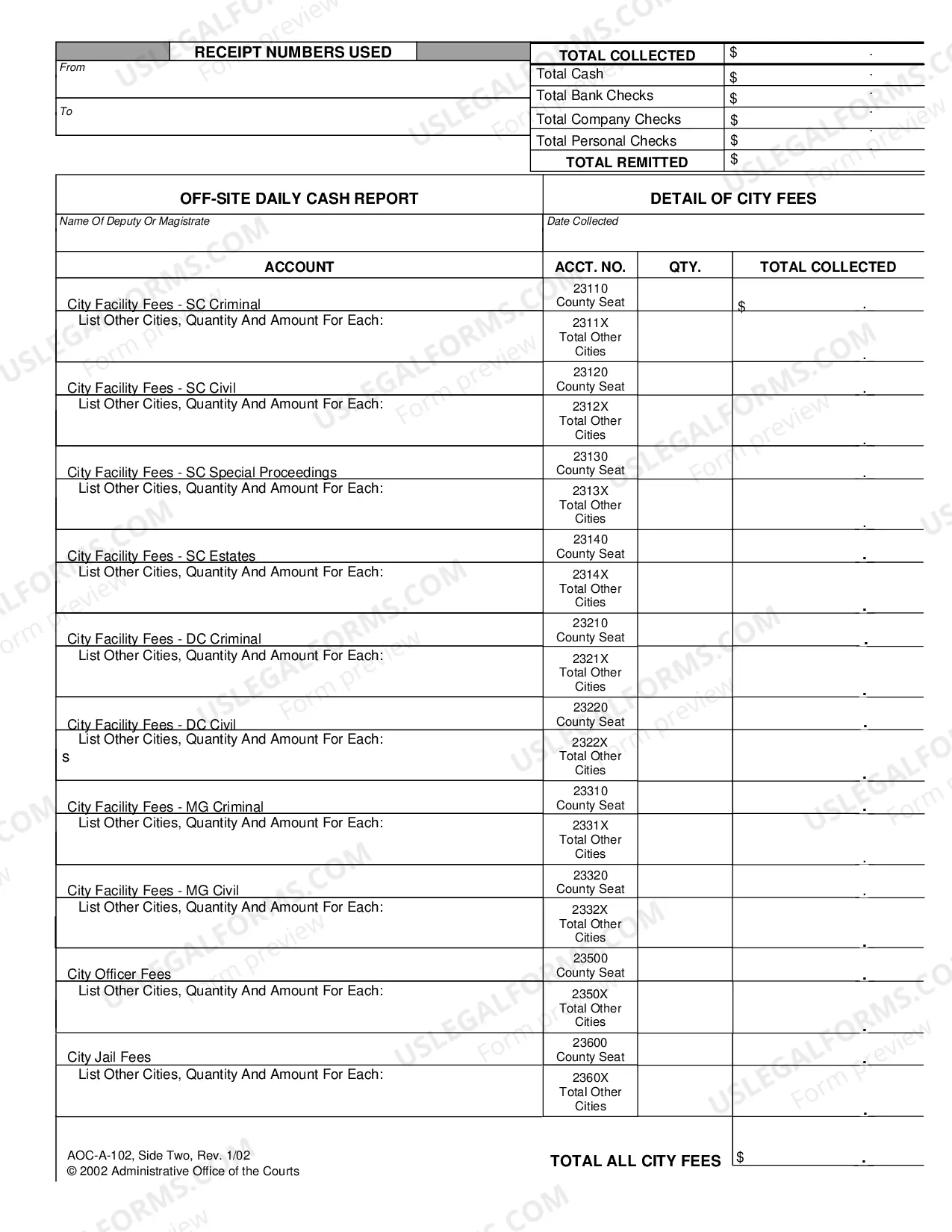 Preview Offsite Daily Cash Report