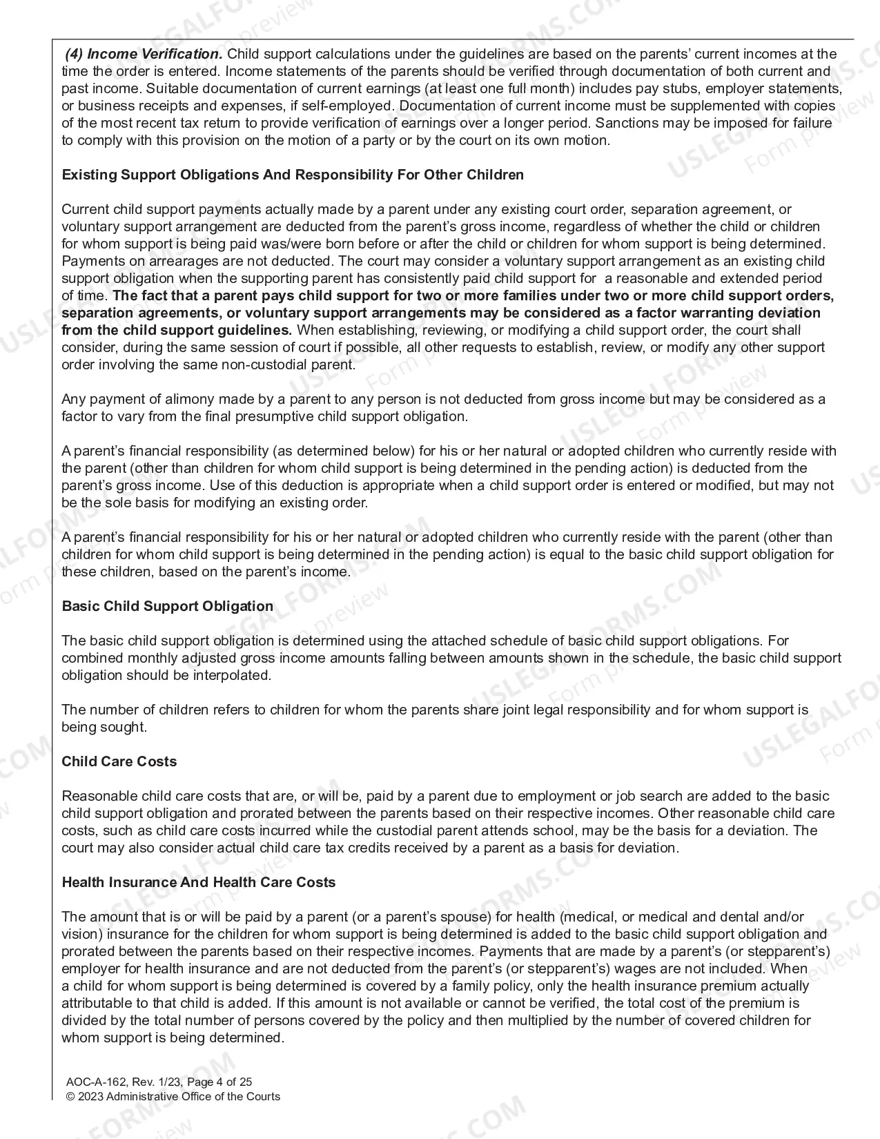 Preview Child Support Guidelines