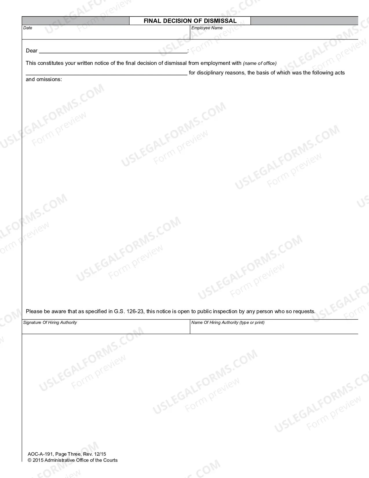 Preview Separation From Employment