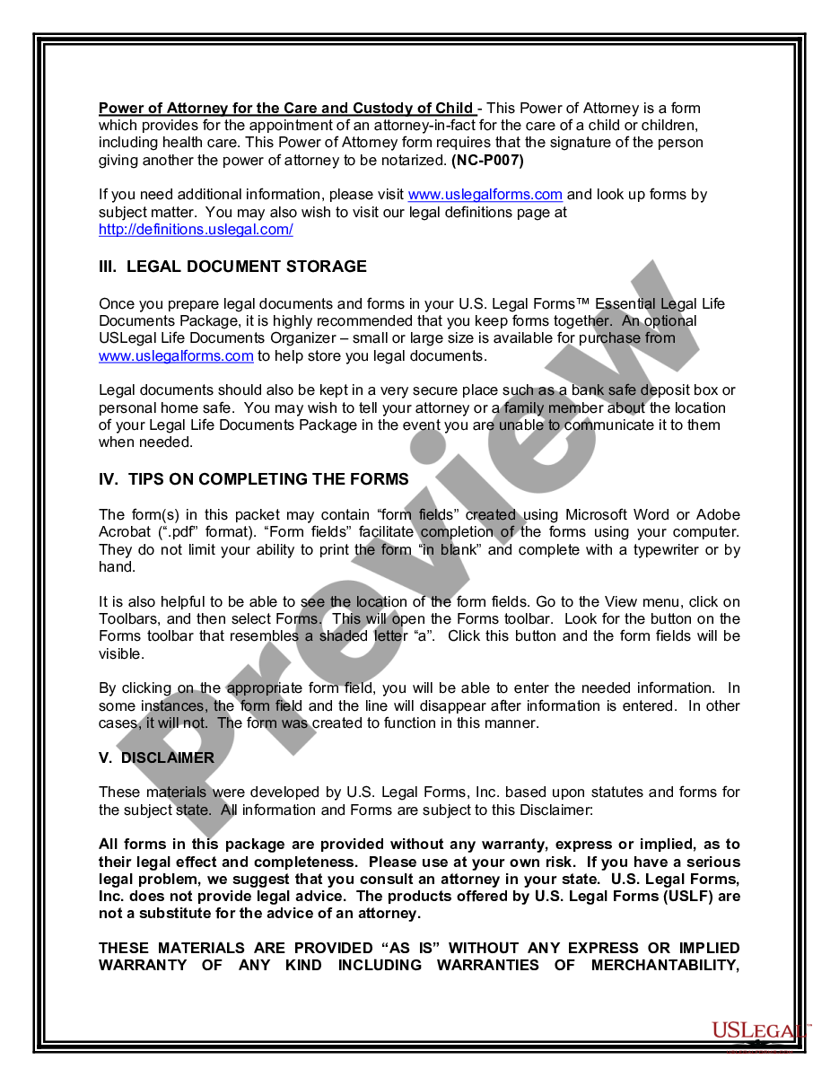 page 2 North Carolina Standby Temporary Guardian Legal Documents Package preview