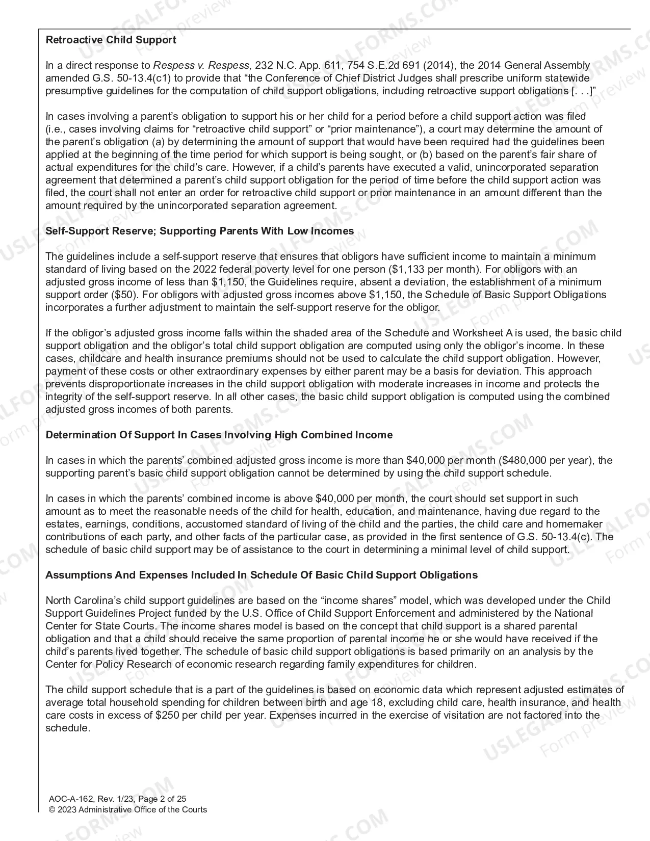 Preview North Carolina Child Support Guidelines