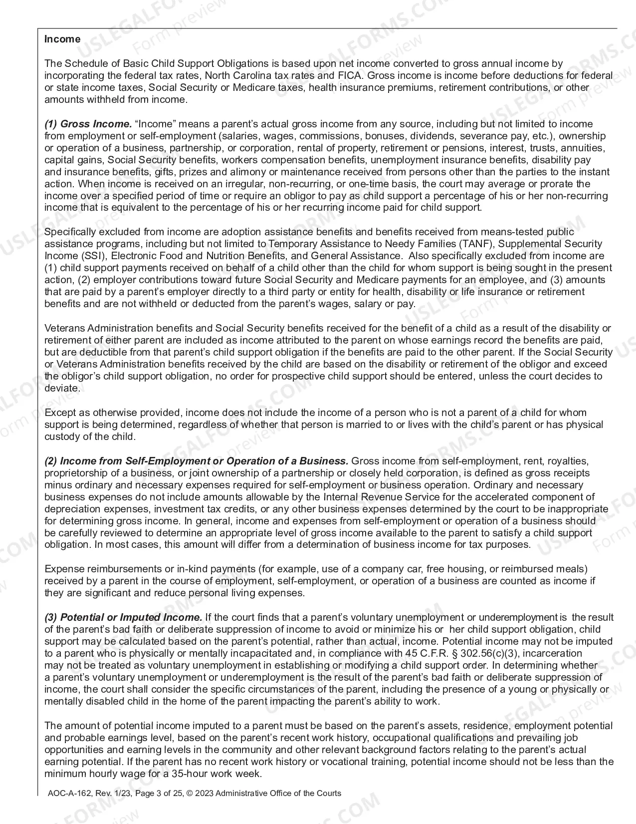 Preview North Carolina Child Support Guidelines