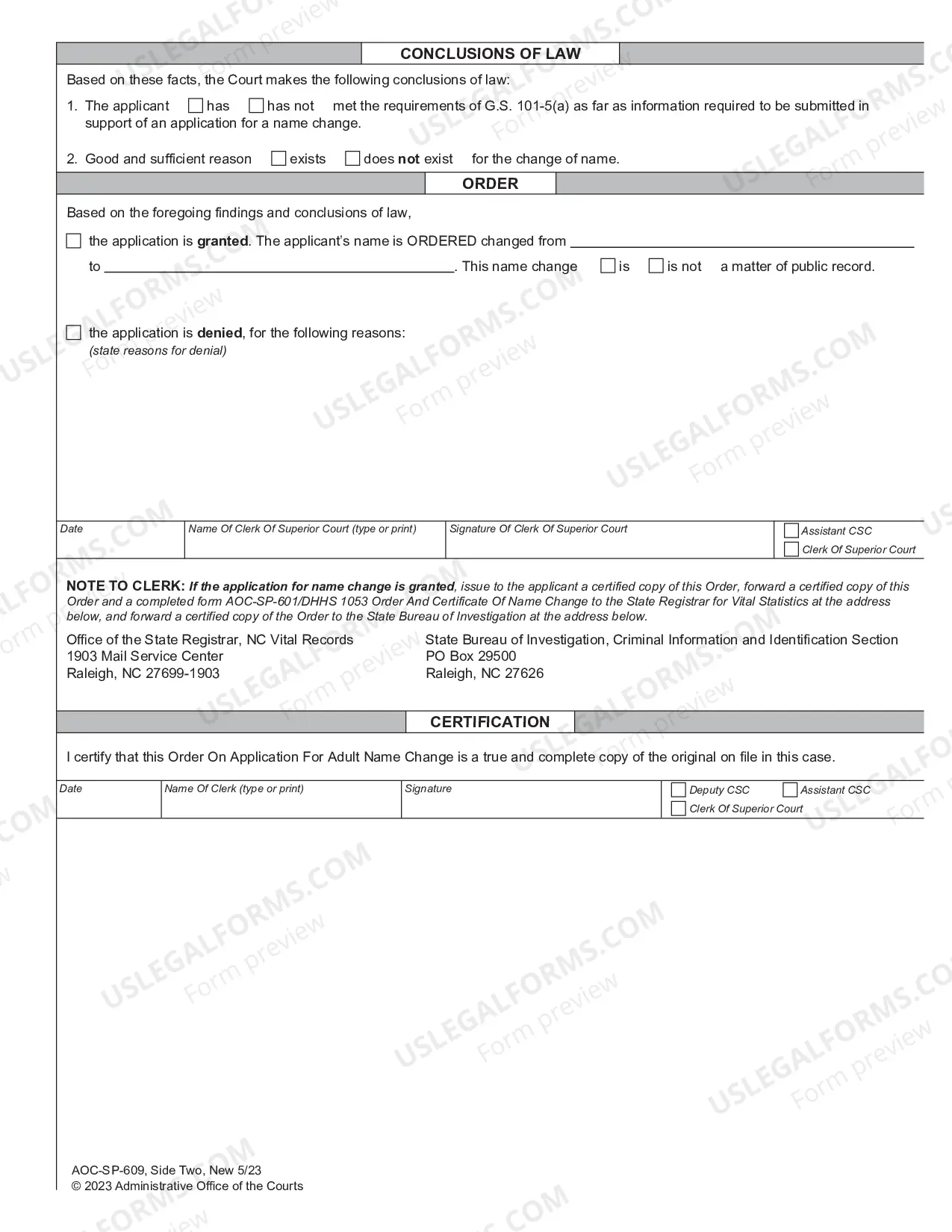 Preview Order on Application for Adult Name Change