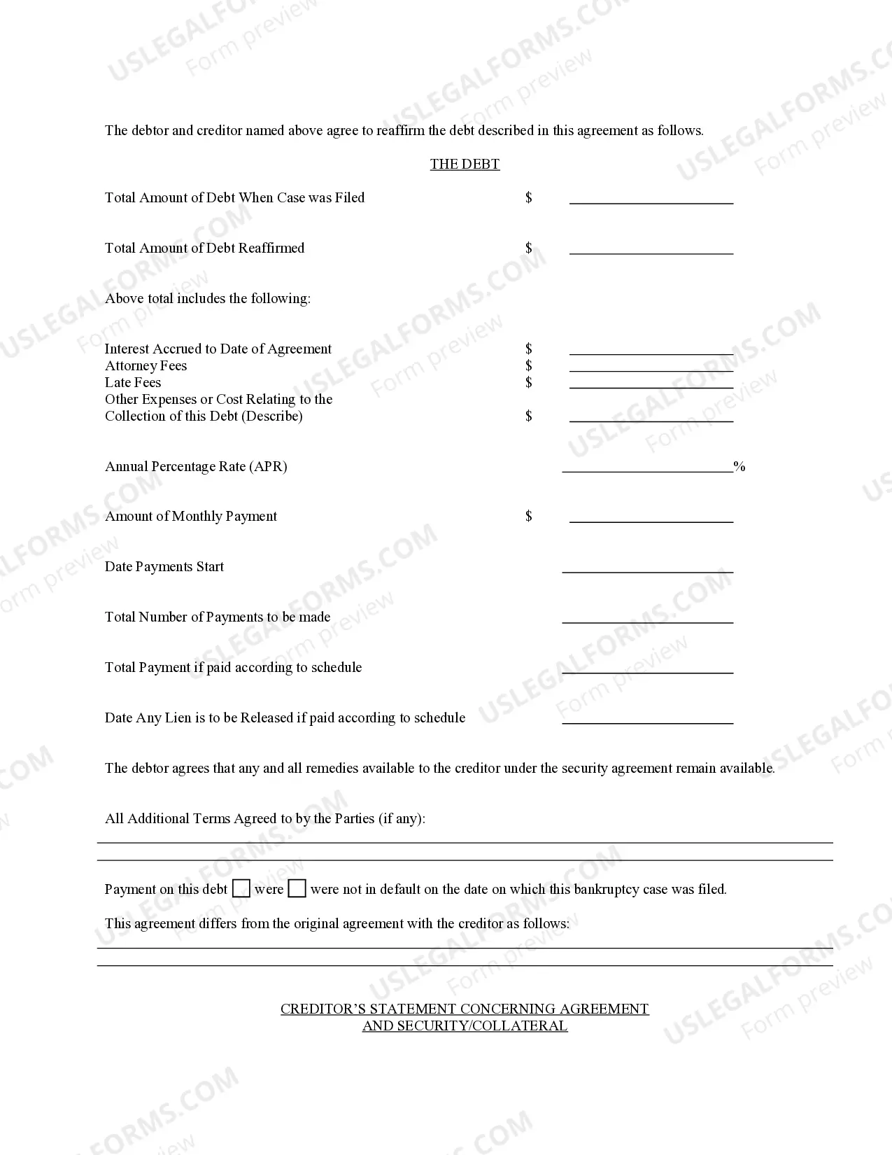 Preview Reaffirmation Agreement