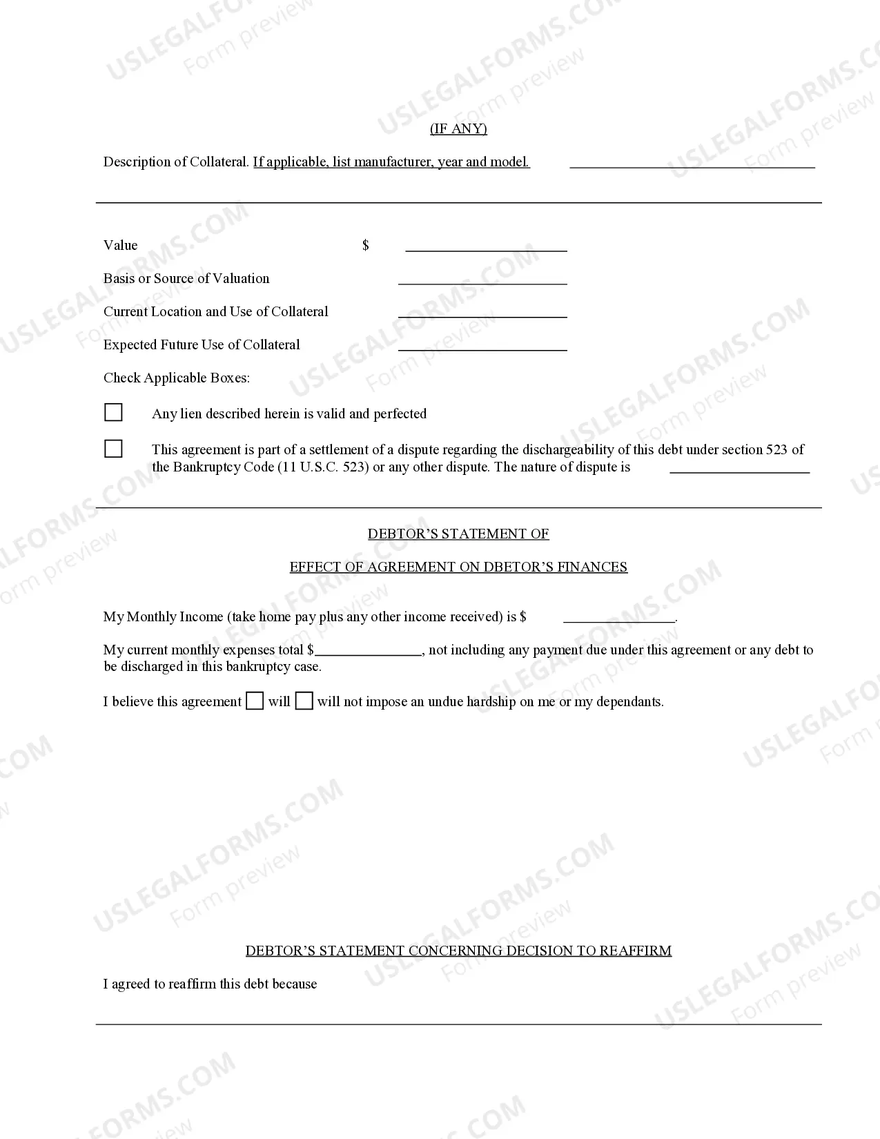 Preview Reaffirmation Agreement