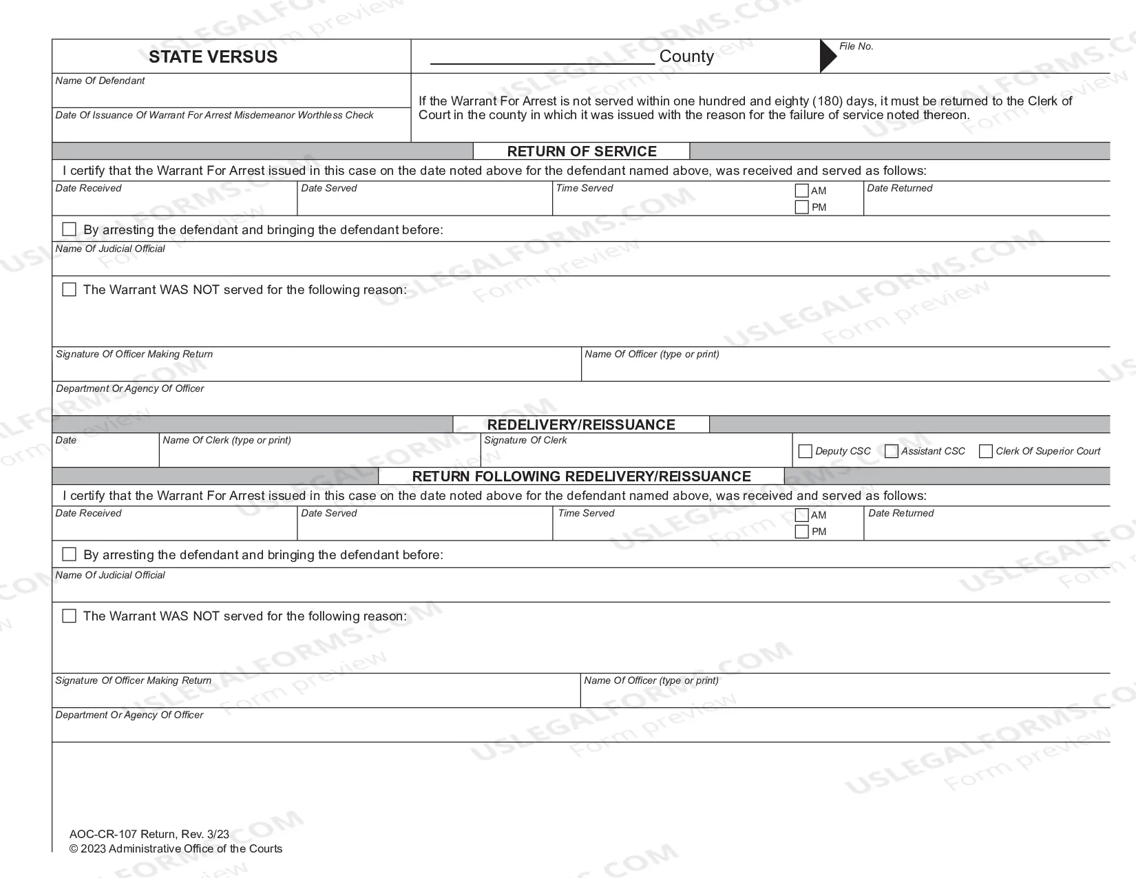 Preview Warrant For Arrest Misdemeanor Worthless Check