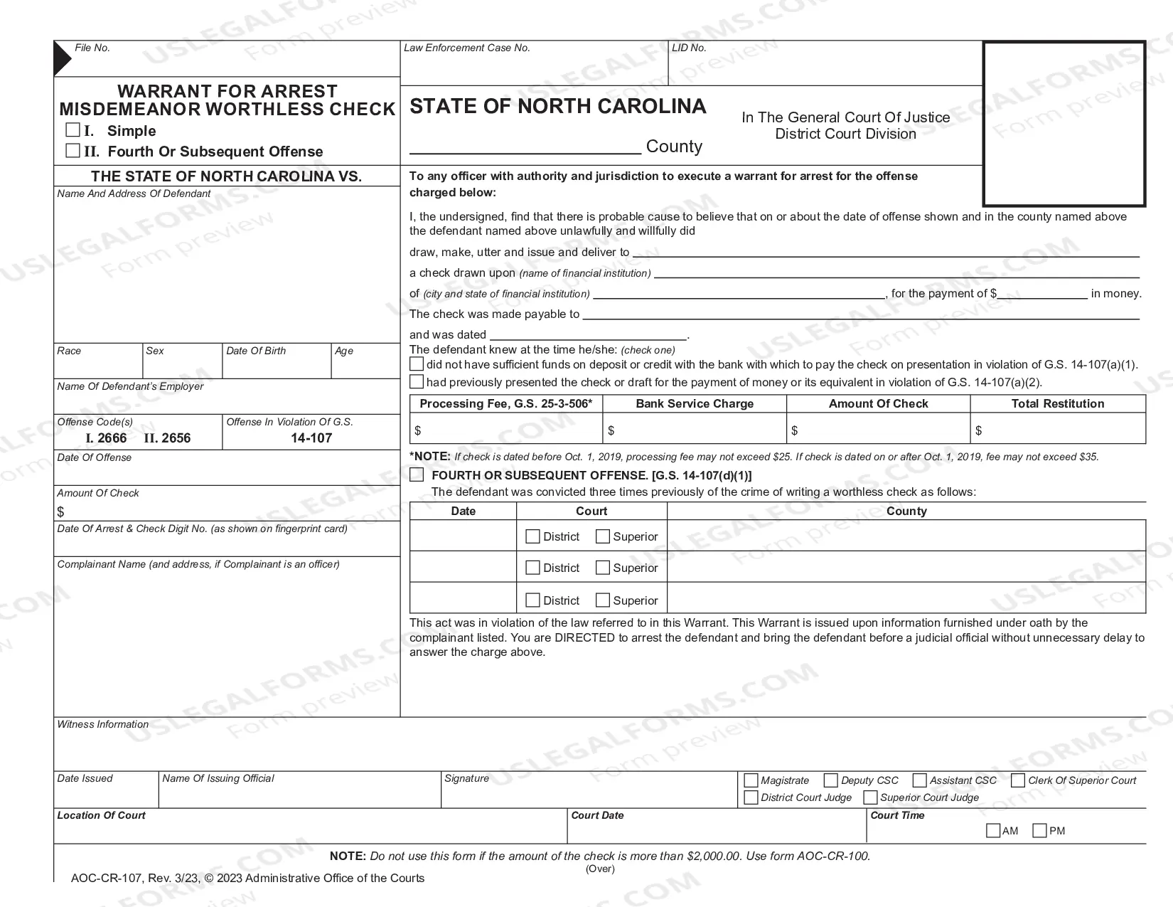 Preview Warrant For Arrest Misdemeanor Worthless Check