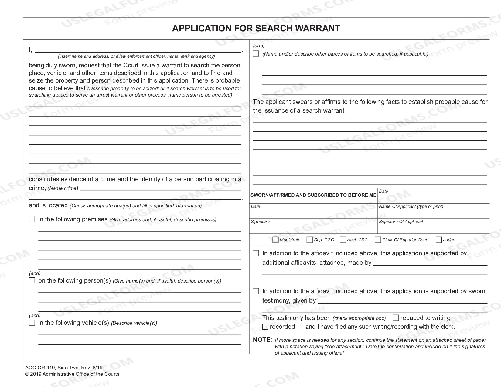 Preview Search Warrant