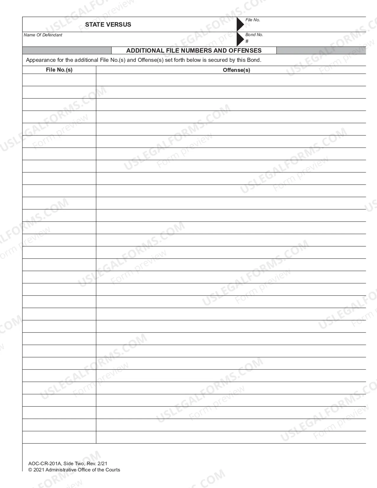 Preview Appearance Bond for Pretrial Release - Additional Accommodation Bondsman