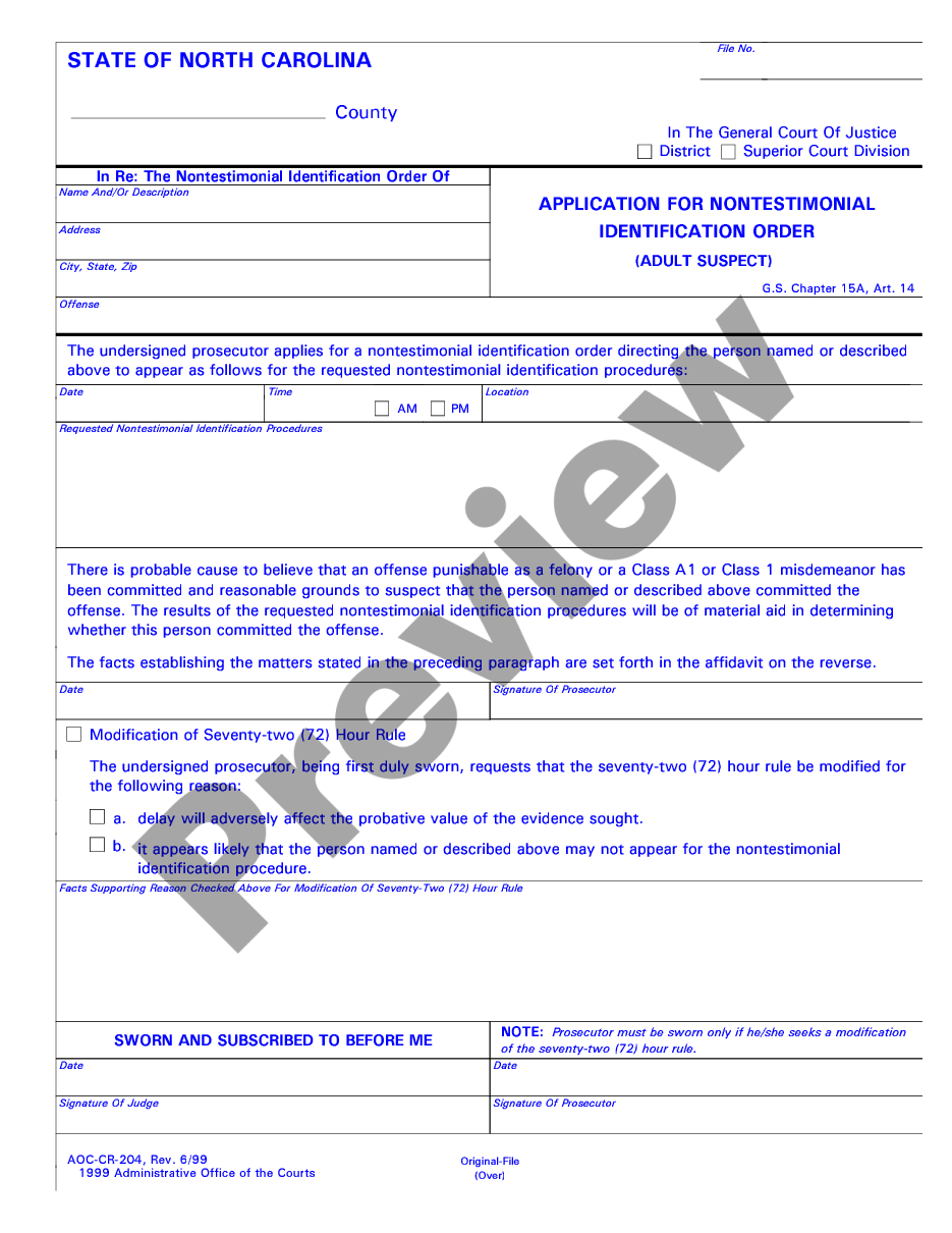 page 0 Application for Nontestimonial Identification Order preview