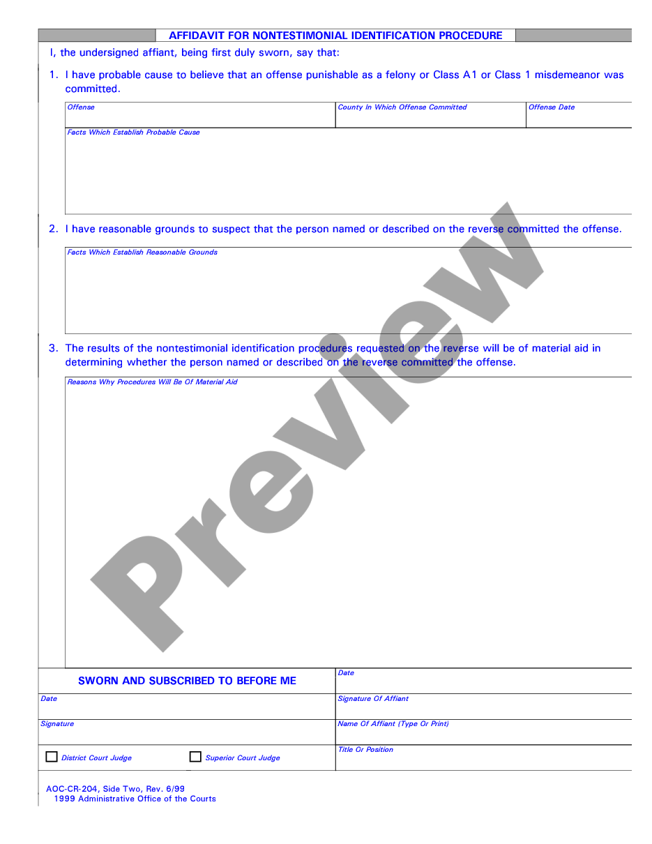 page 1 Application for Nontestimonial Identification Order preview
