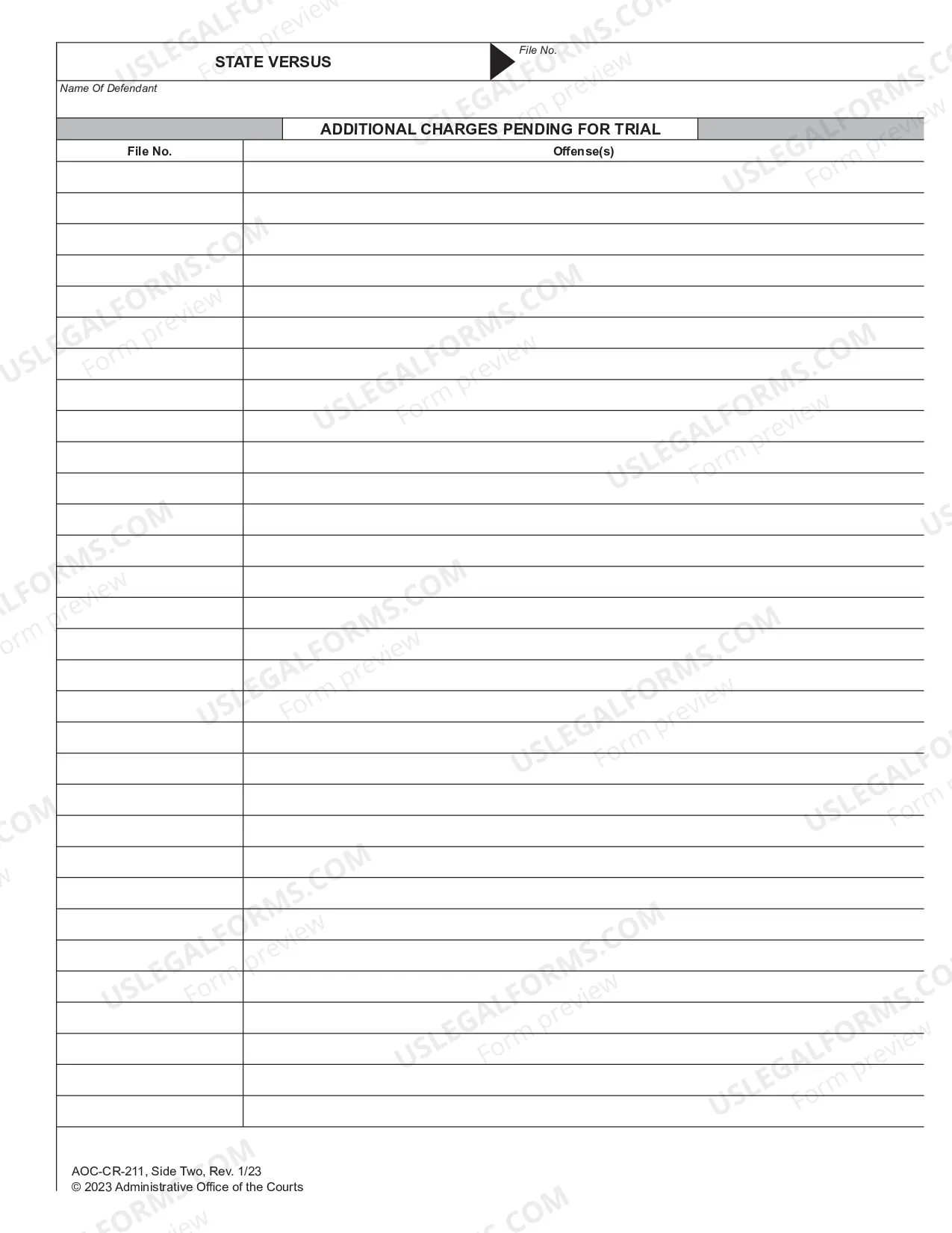 Preview Detainer Containing Notice of Rights