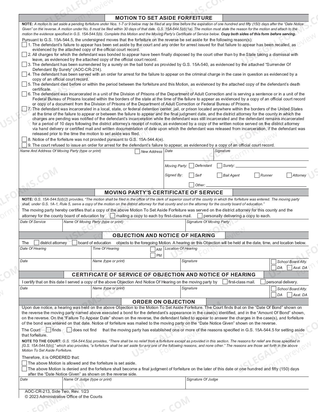 North Carolina Bond Forfeiture Notice Bond Forfeiture Notice US