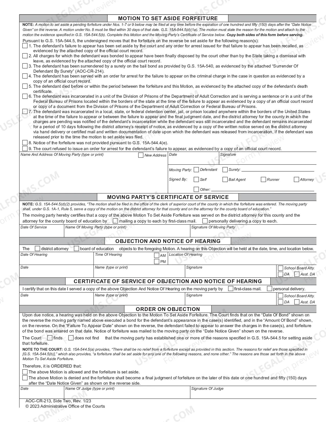 Preview Bond Forfeiture Notice