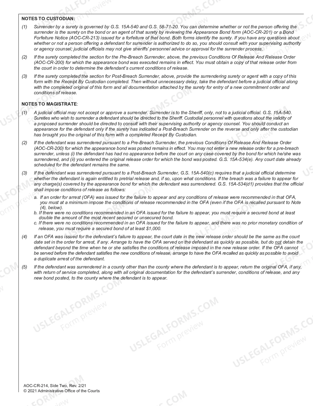 Preview Surrender of Defendant by Surety