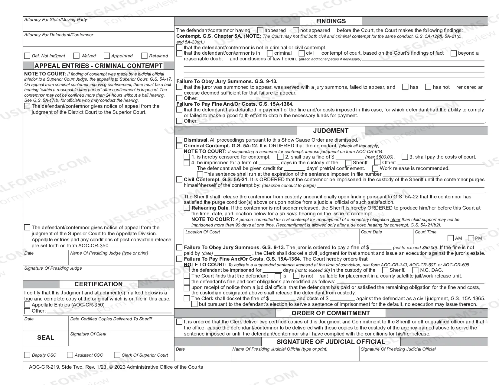 Preview Show Cause Order, Findings and Judgment - Contempt or Failure to Appear for Jury Duty