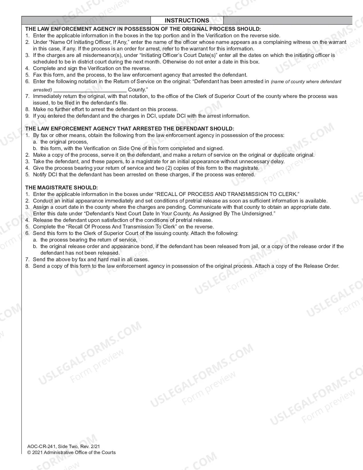 Preview Out-of-County Process Verification Recall and Transmission