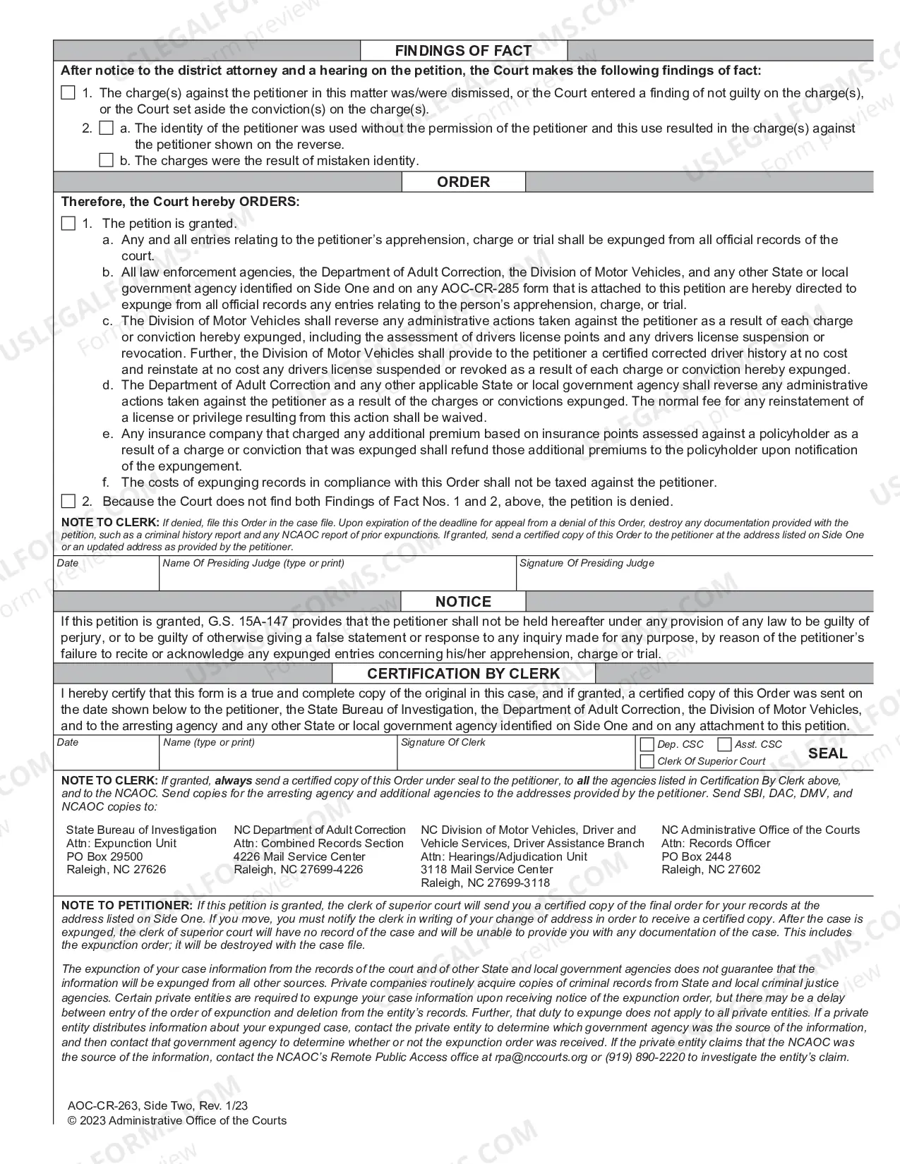 Preview Petition And Order Of Expunction - Identity Fraud