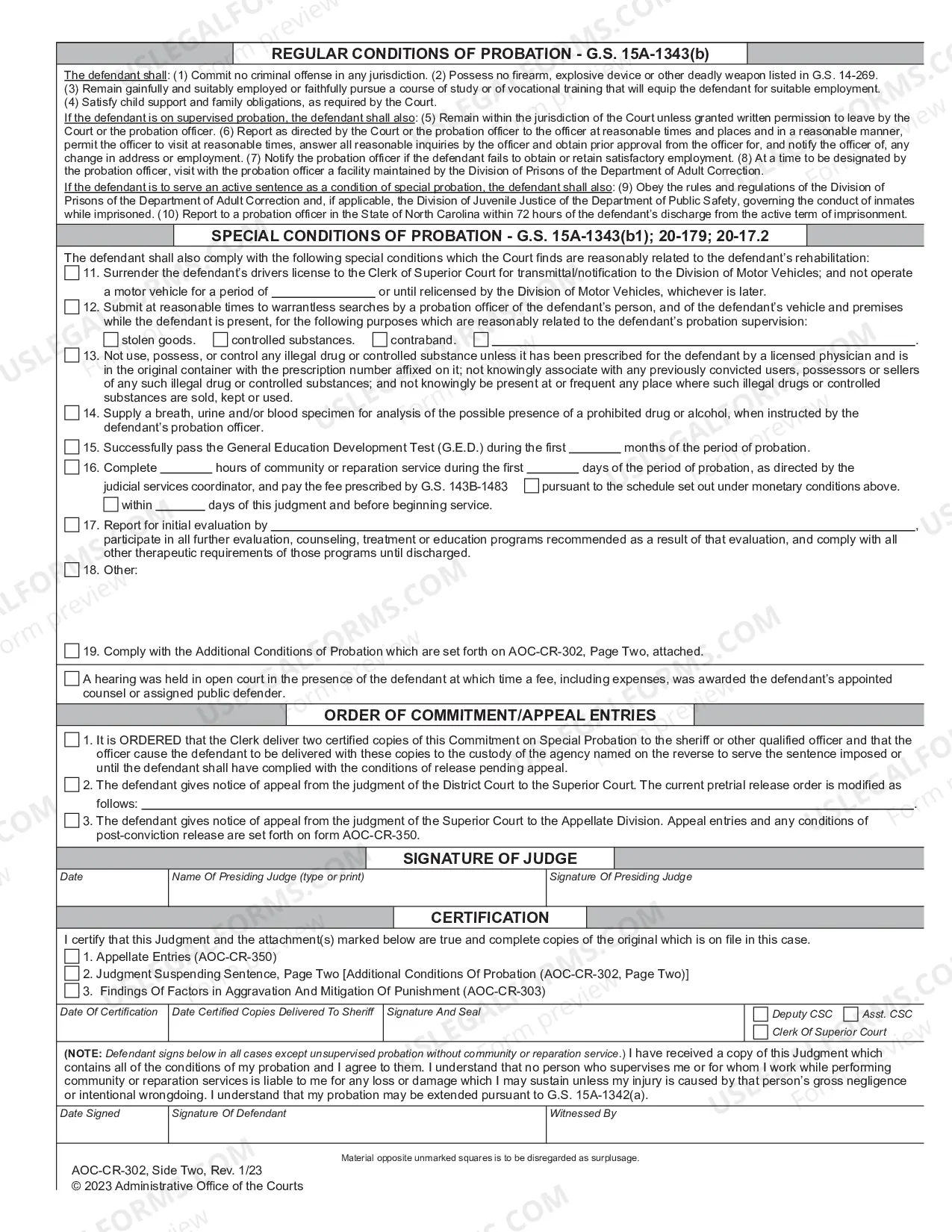 Preview Judgment Suspending Sentence and Commitment on Special Probation